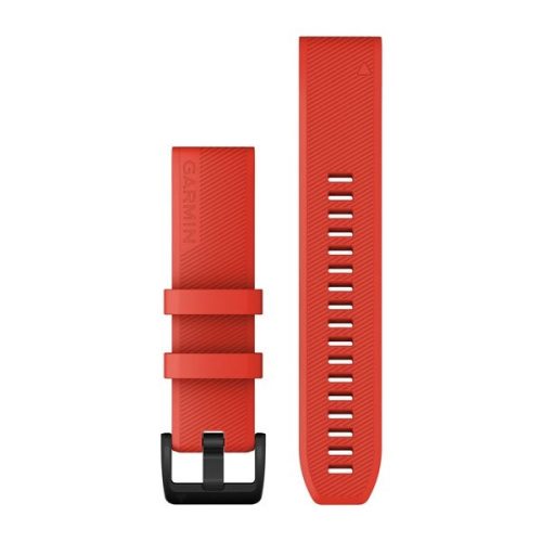 Garmin Óraszíj 22 mm lézer vörös szilikon, fekete rozsdamentes csat (QuickFit) Approach S62 Okosórához