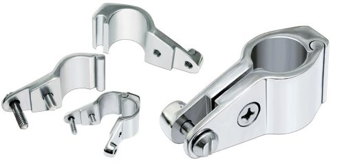 Rozsdamentes acél csigás vezető, GFN, AISI 316-os acél, 22/25/30mm-es csőhöz, 71/75/84mm hosszú, 30/31/32mm magas