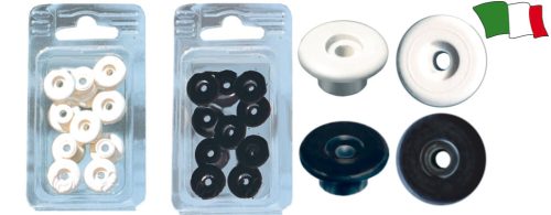 Műanyag Gomb, GFN, kerek, 19 mm átmérő, Fehér, Fekete