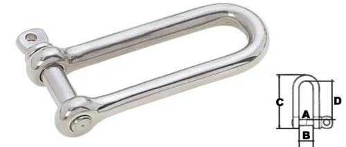 Bilincs, GFN AISI 316 Rozsdamentes Acél Hosszú "D", 12 mm
