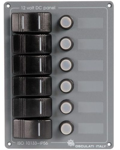 Kapcsolópanel, Alumínium, IP56, Szürke, 15A, 10A, 5A