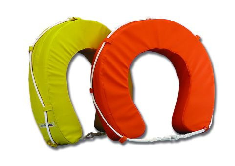 Mentőpatkó, habszivacs töltőanyag, korhadásálló nylon, peremvonallal, narancssárga