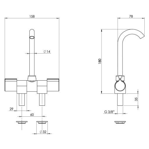 Csaptelep, sárgaréz króm, 18cm, hideg-meleg