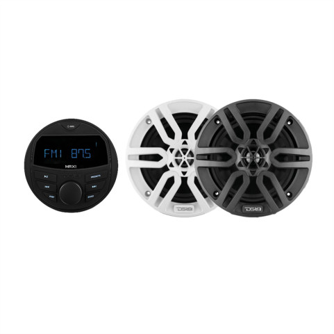 Marine Audio Szett, DS18 Top Sound Set, MRX1 erősítővel, 2 pár MP6 hangszóróval, fehér
