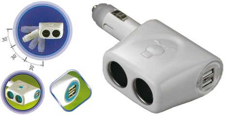 Dupla USB Autós Bricheta 12V LED Fényjelzővel