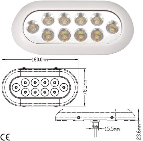 Víz alatti LED lámpa, GFN, 10 LED, IP68, kék fény, 10-30VDC, 10 x 3W, 265 Lumen