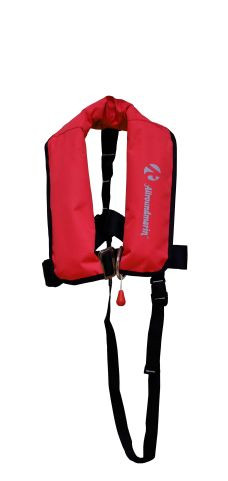 Automata mentőmellény Junior, 150N, gyermek, piros, 6 éves kortól, 15-40 kg, Lifebelt, lépésközti heveder, állítható hátheveder, UML MK 5 kioldó rendszer, CE ISO 12402-2