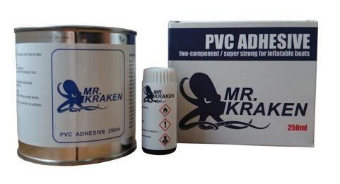 Tömlőjavító, Mr. Kraken 2-Komponens PVC/PVC ragasztó szett, 250ml