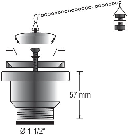 Mosdókagyló lefolyó, BARKA, 1-1/2" menettel