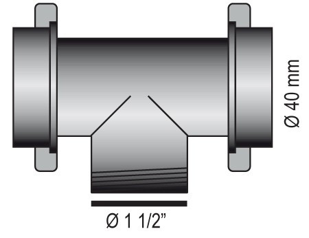 Lefolyócső T-idom, BARKA, menetes, 1-1/2", 40 mm-es csőhöz