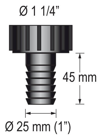 Tömlőcsatlakozó 1 1/4" menettel, BARKA, 25mm-es tömlőhöz