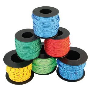Kötél, Flechtleinen|Minispulen, PES, Fonott, Többszínű, 3mm, 5x20m