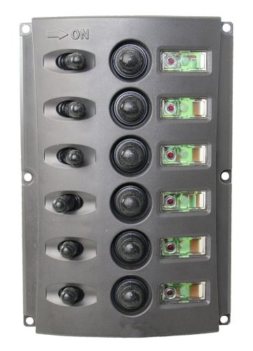 Kapcsoló panel, biztosíték automatával, Lindemann, nylon, 6-os, 37A