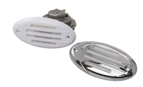 Tengerészeti kürt, SEAWORLD, Rozsdamentes acél/ABS, Fehér vagy króm, 12V 110dB