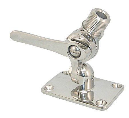 Antenna billenőtalp alaplappal, Antennenbasen, rozsdamentes acél AISI 316, 92x63mm, 1"-14 UNS