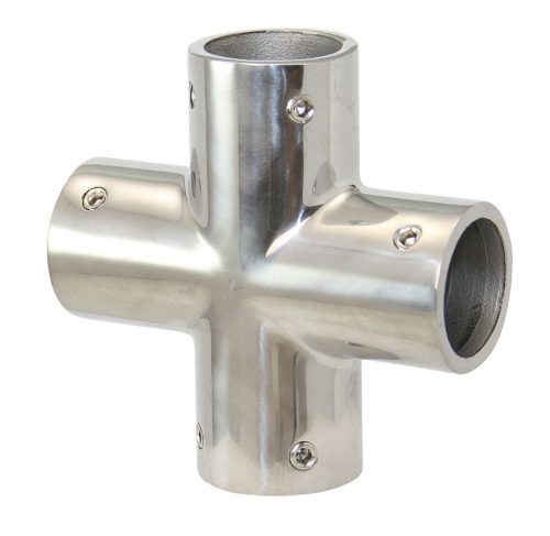 Korlát T-idom, Relings- und Rohrbeschläge, AISI 316 rozsdamentes acél, Négyes, 22mm