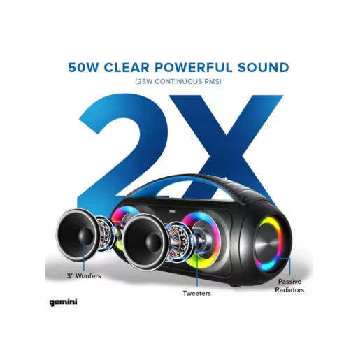 GEMINI GGO-230L Bluetooth Party Hangszóró Aktív Hangszóró