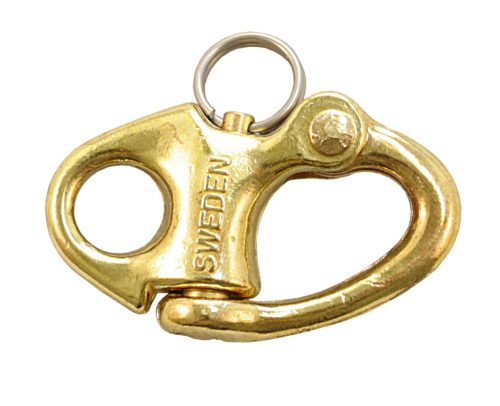 Gyorskioldó karabiner szemmel, Lindemann – Sárgaréz, 40mm