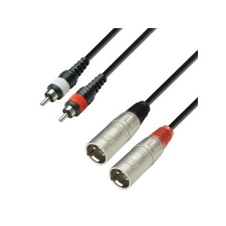   ADAM HALL K3TMC0100 TWIN KÁBEL XLR-RCA(činč) 1m Audio kábel