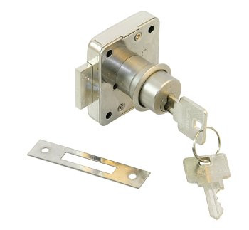 Postaláda zár, LAMP-SUGATSUNE, Sárgaréz nikkelezett, 24mm, 2 kulccsal, 18 mm-es henger átmérő