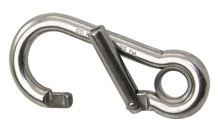 Karabiner kampó, nyitható oldalú, KONG GENIUS, A4 rozsdamentes acél, 11x120mm