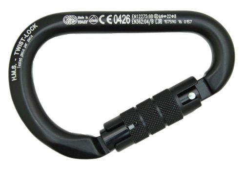 Karabiner, HMS Twist-Lock, KONG, Alumínium, fekete, 12x116mm