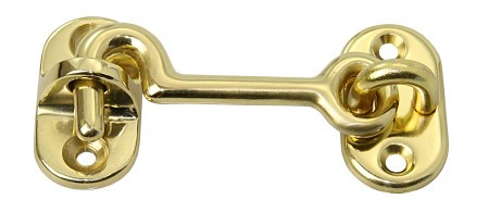 Ajtóakasztó, közepes – Sturmhaken, polírozott sárgaréz, 50 mm