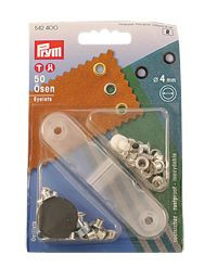 Ringlikészlet, ütőszerszámmal – PRYM®, nikkelezett sárgaréz, 4 mm, 50 db