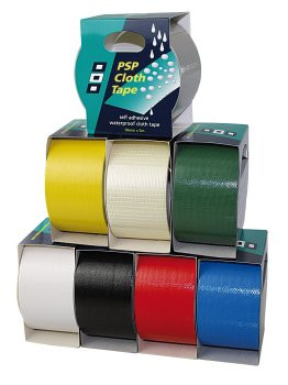 Szövet szalag, PSP CLOTH TAPE, önzáró, tengerészeti, 50mm x 50m, fekete