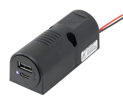 USB dupla felépíthető töltőaljzat C/A, Lindemann, 12-24V LED-del, 5V, 3,6A