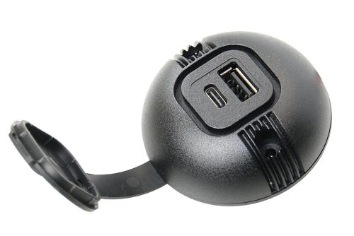 USB-C/A Dupla Felépíthető Aljzat Fedéllel, Lindemann, 12/24V 3A/2,5A