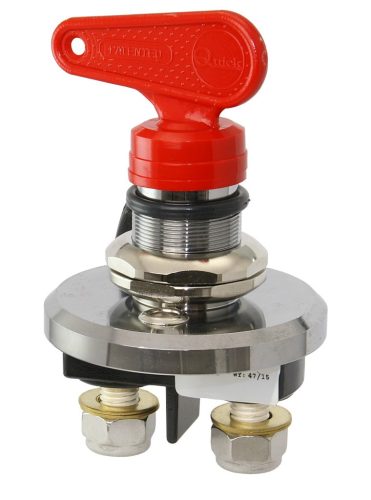 Akkumulátor főkapcsoló, QUICK, Króm/Réz, 12/24V 200A, króm/piros