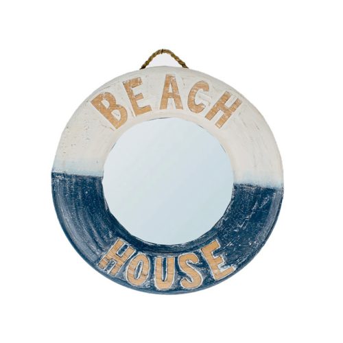 Mentőöv ( csak dekorációs célra ) fa beach house tükörrel