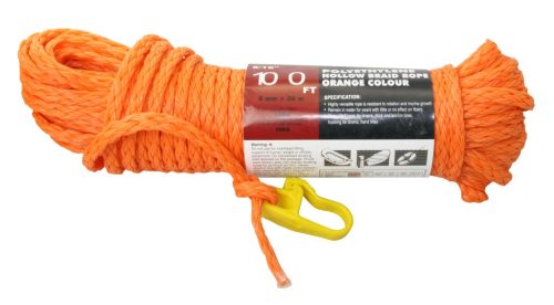 Dobókötél/Úszókötél, Lindemann – Polietilén, 8mm, 30m, Narancssárga, Karabinerrel