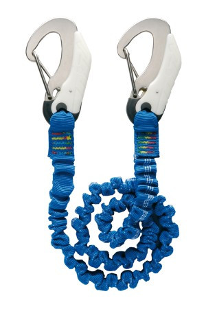 Biztonsági kötél, Sicherheitsleinen - Lifebelt|Sicherheitsleine, elasztikus, 2 rozsdamentes acél karabinerrel, Stretchgurt 2m