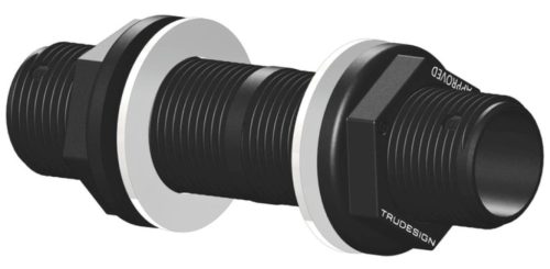 Átvezető cső, Trudesign, Nylon/GFK, 1-1/2", fekete