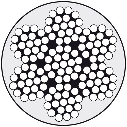 Drótkötél, Lindemann, A4 rozsdamentes acél, PVC bevonattal, átlátszó, 4/5 mm, 7x19, 125 m